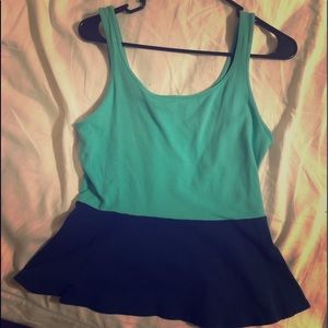 Two-tone express peplum tank top